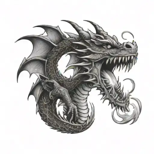 A Dragon Breathing Fire On A Movie Set