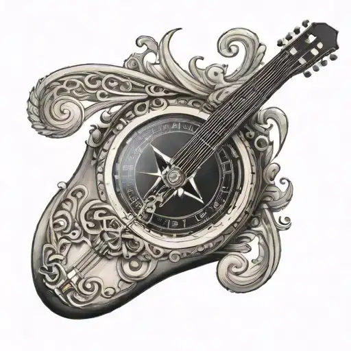 Compass As The Base Of A Irish Harp Guitar