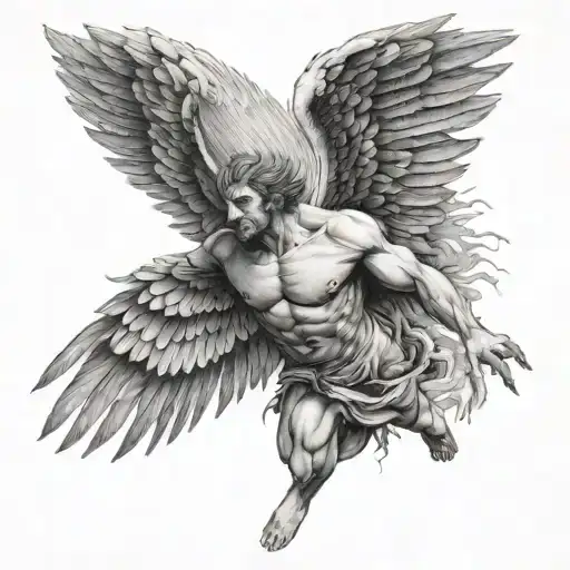 Icarus Rising As His Wings Begin To Melt