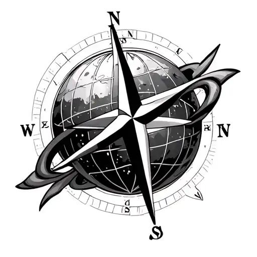 Globe And Compass Rose Intertwined