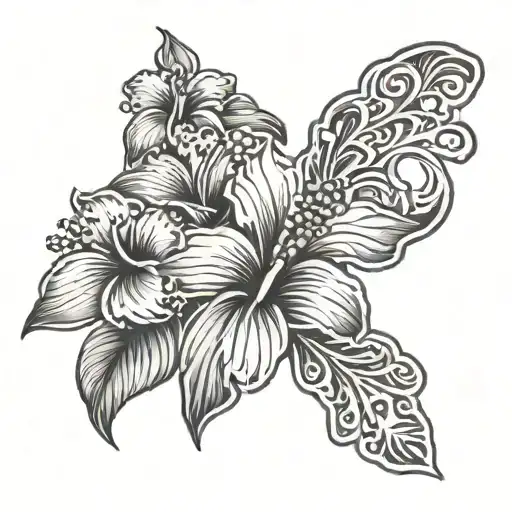 The Word Keala With Hawaiian Flowers And Print