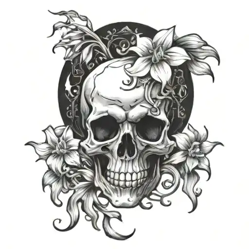 Skull Narcissus Flower Chimes Moon