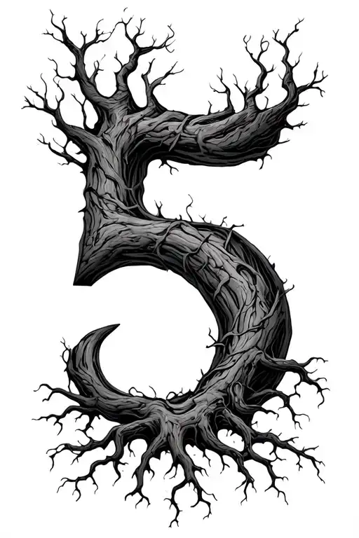 The Number 5 In The Shape Of Tree Roots