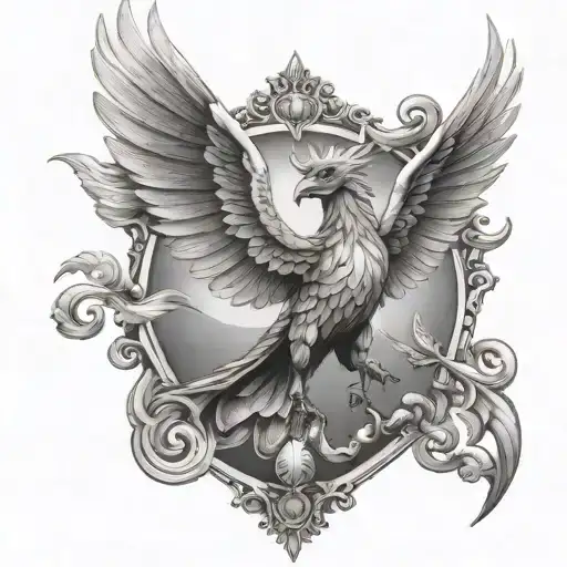Magestical Liverbird Tattoo In Chest Chest With Wings Wide Spread And Tail Like Dragon