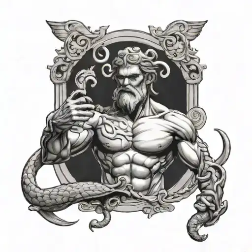 Greek God Holding Rod Intertwined With Snake