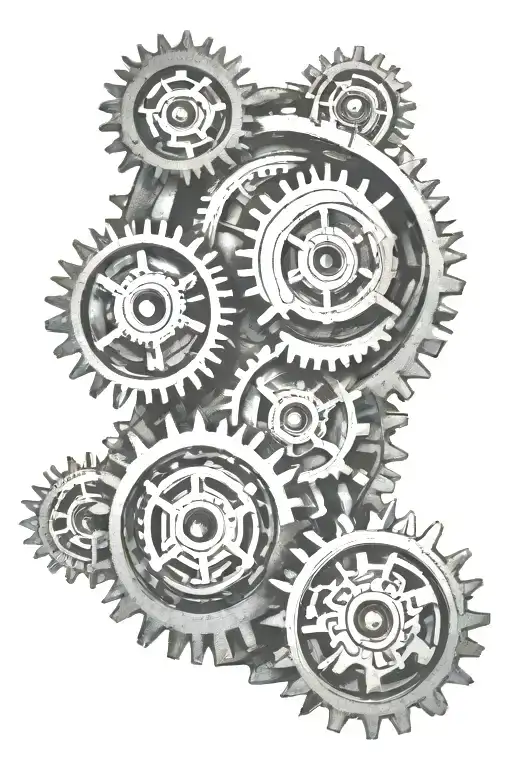 3 Interlocked Gears Forming The Shape With A Blackout Line Going Down