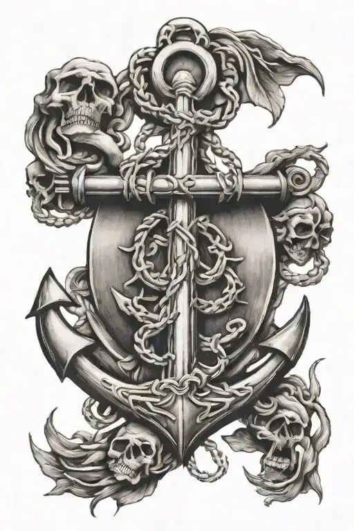 Ship Anchor Made Of Skulls And Bones