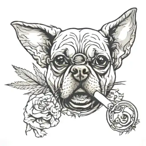 A Dog Smoking Marijuana And A Ring
