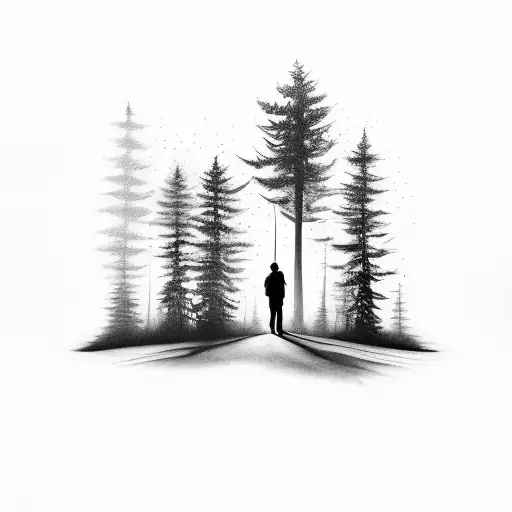 Forest Leg Wrap With Father And Son Holding Hands