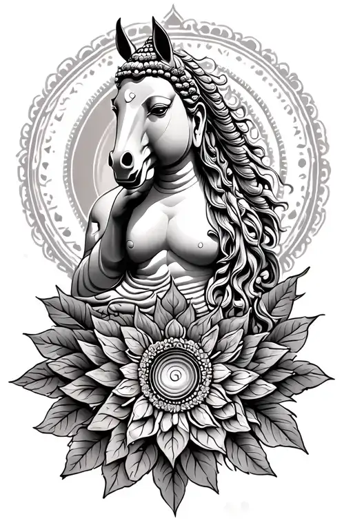 Buddha With In The Background Horse Star Viola Odorata