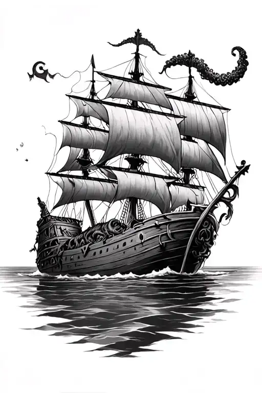 Cthulu Sinking Pirate Ship