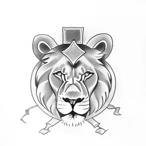 Lion With A Cross As The Left Eye And A Soccer Ball