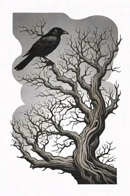 Dry Tree Branches From A Crow