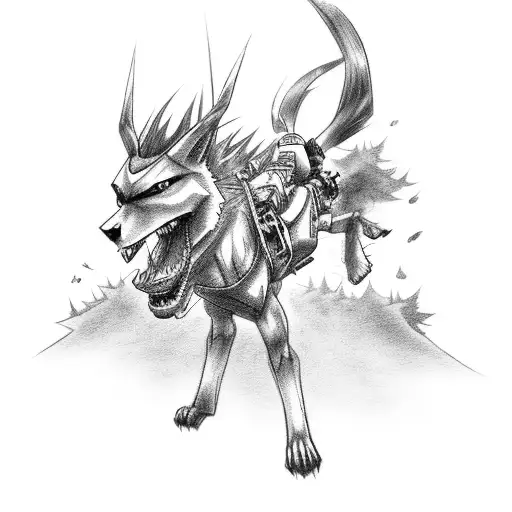 An Anime Character Riding A Dirtbike Through A Forest