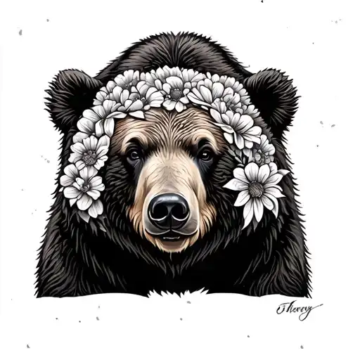 California Grizzly Bear Made Of Flowers