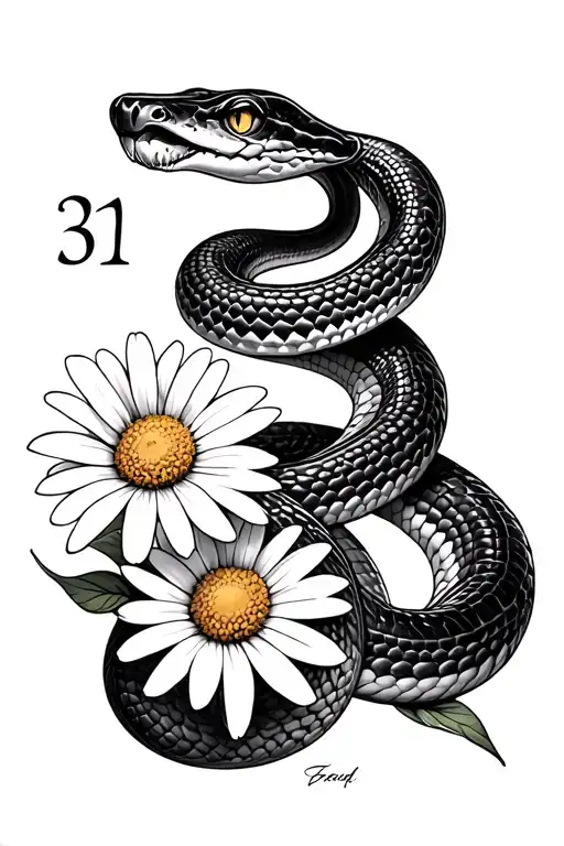 A Snake And Daisy With The Number 31