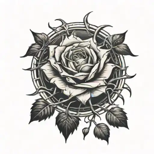 Rose Thorn Circle With A Sun Inside