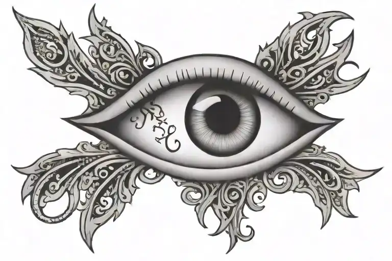 The Word Sacrifice Written Over The Image Of A Evil Eye