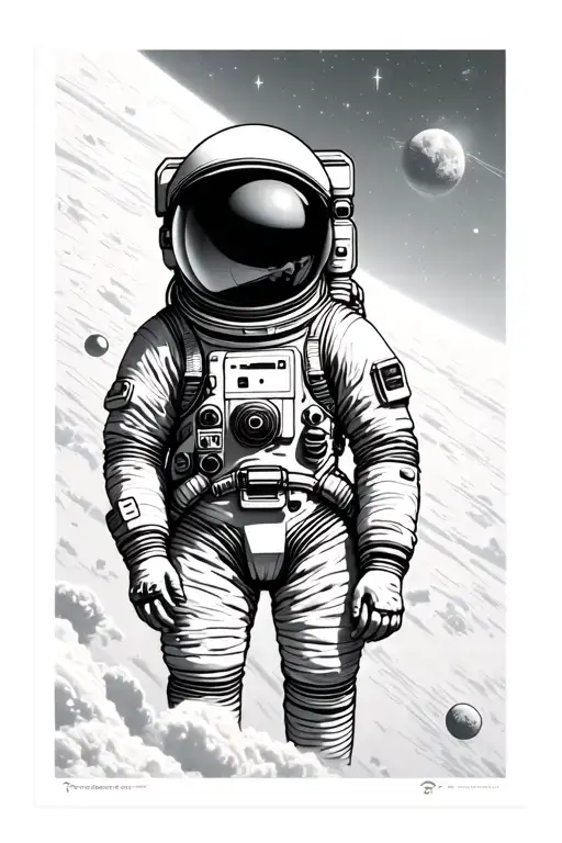 Astronaut In Space With A Sense Of Solitude And Overthinking Con Stelle E Pianeti Dettagliati