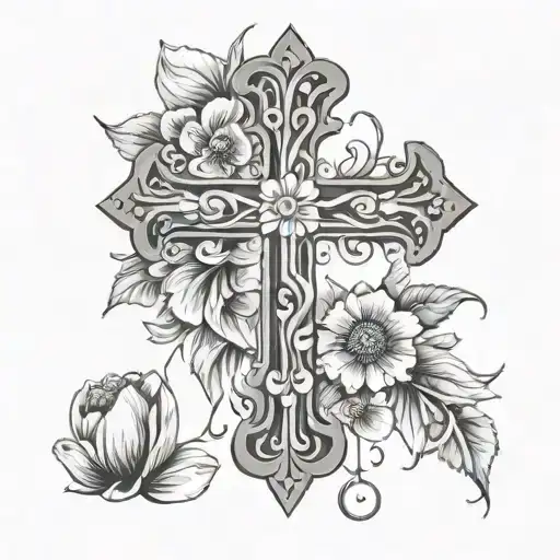 Wood Cross With May Birth Flower Around It