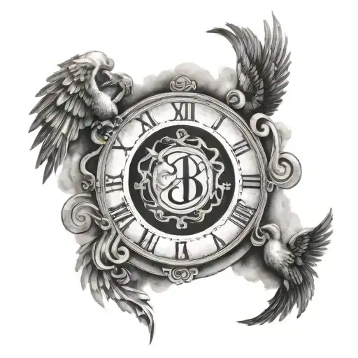 Roman Number Covered By Clouds And Angels