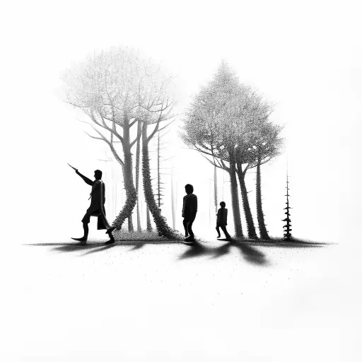 Forest Leg Wrap With Father And Son Walking