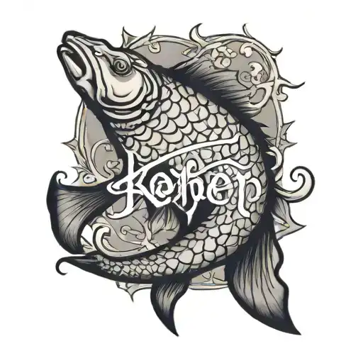 Hand Tattoo Featuring The Word 'Kohen' Incorporate The Pisces Symbol But Not The Fish