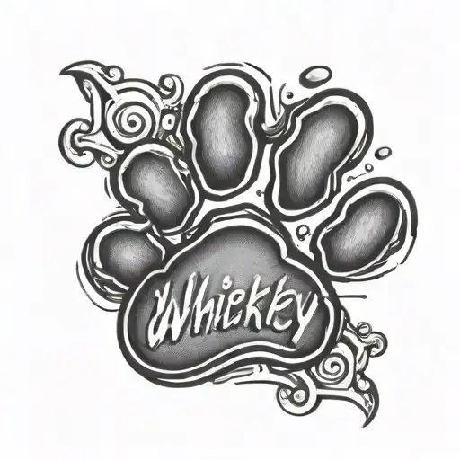 Car Paw Print With The Name Whiskey Written Under
