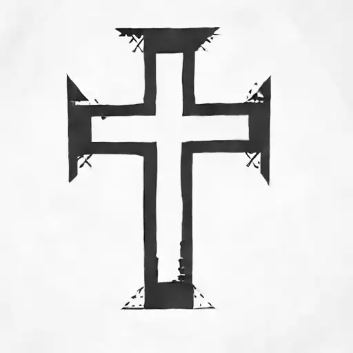 Black Cross With Added Shading And Background Details