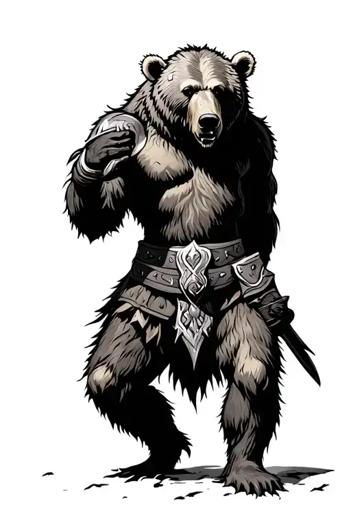 Viking Fighting A Bear Standing