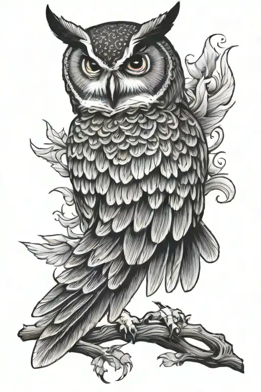 Traditional Style Owl Flying