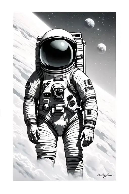 Astronaut In Space With A Sense Of Solitude And Overthinking Con Stelle E Pianeti Dettagliati