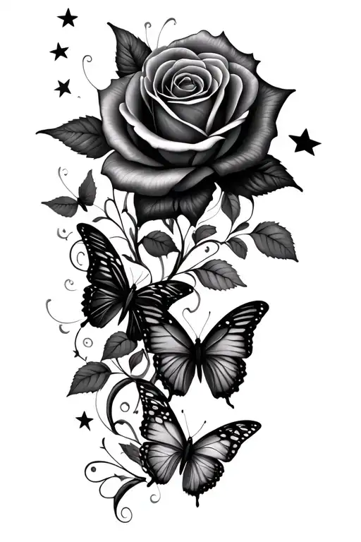 Butterflies And Roses And Stars