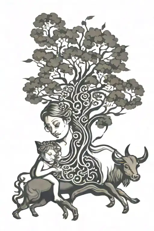 Tree Of Life Mother Little Girl Astrological Sign Taurus Cancer