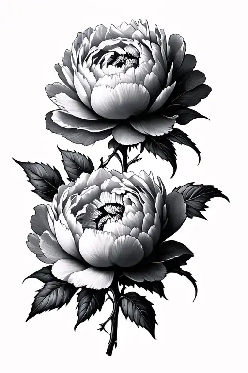 Peony Flowers With Space Themed