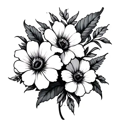 Tattoo With Flowers Representing Hypersensitivity And Anxiety