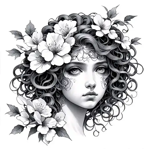 Basic Medusa With Flowers Blooming Cherry Blossom