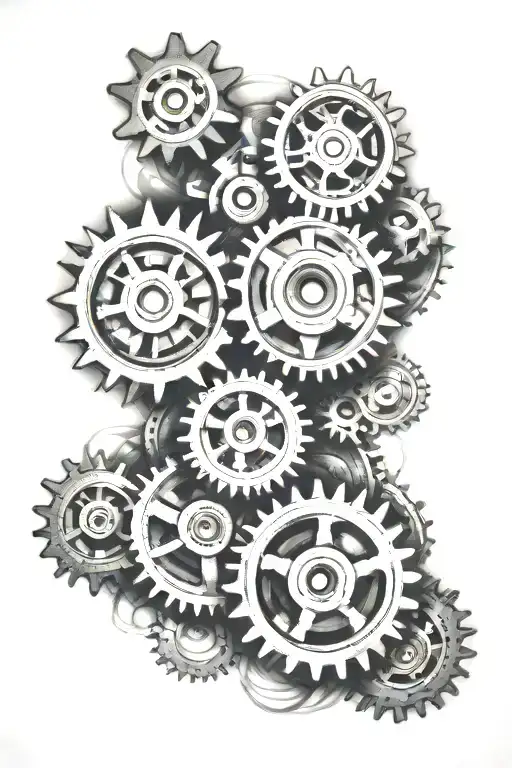 Only Three Interlocked Gears With A Blackout Line Going Down