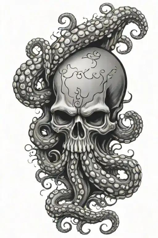Octopus With Skull Head Surrounded