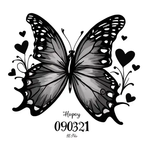Butterfly With Hearts And The Date 090321