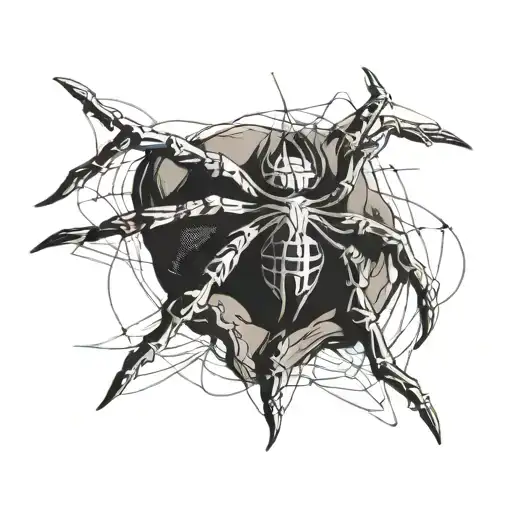 Spider On Hand With Webs Going Down Fingers Crossed