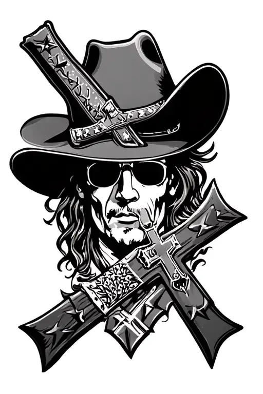 Country Western With A Cross And American Theme