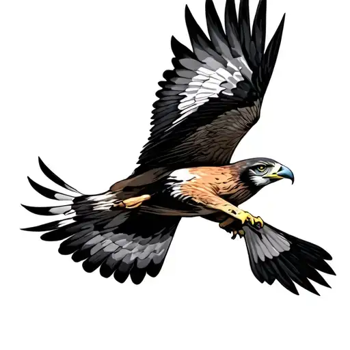 Falcon Hunting In Flight