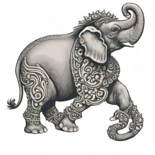 Sri Lankan Elephant With Lion