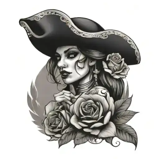 Pirate Woman With Roses Blooming