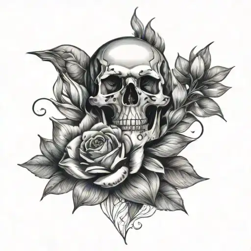Skull Roses And Lotus Flower Blooming Flowers Growing