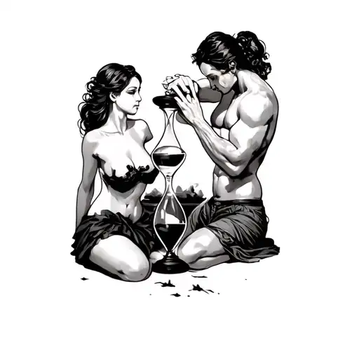 Man Above Reaching Down For His Girl Hourglass