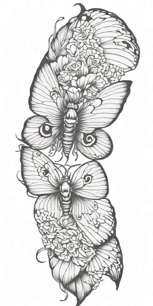 Death Moth Sleeve Tattoo Design