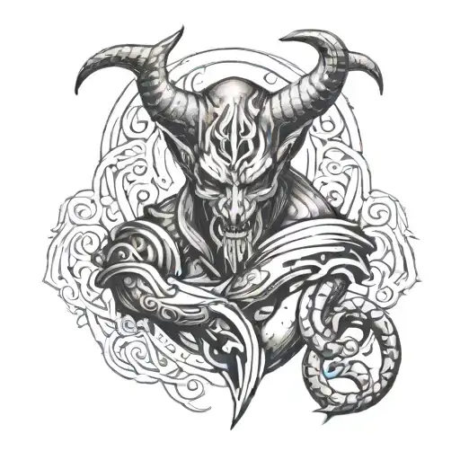 Shoulder Tattoo With Tazmainian Devil And Anchor Intertwined