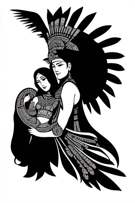 Aztec Holding His Wife